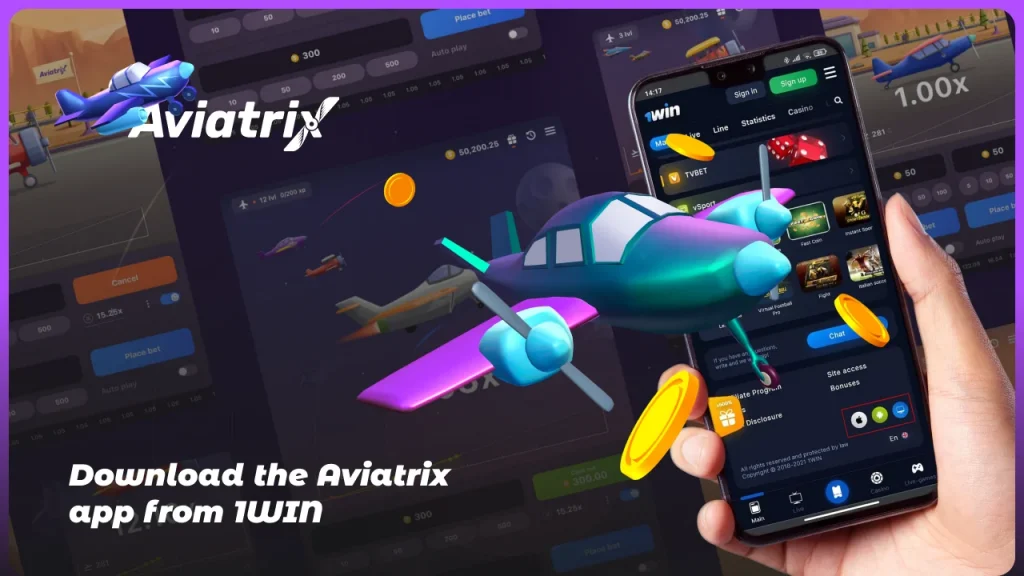 Play Aviatrix on 1WIN Online Casino on your Mobile